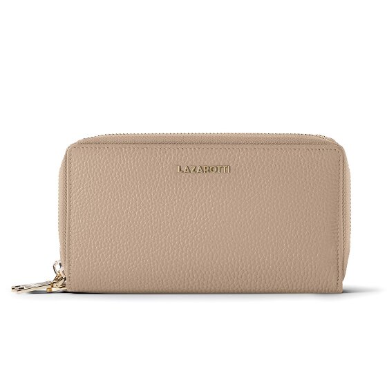 Lazarotti Porte-monnaie en cuir de Bologne XL à double fermeture éclair, protection RFID, 20 cm
