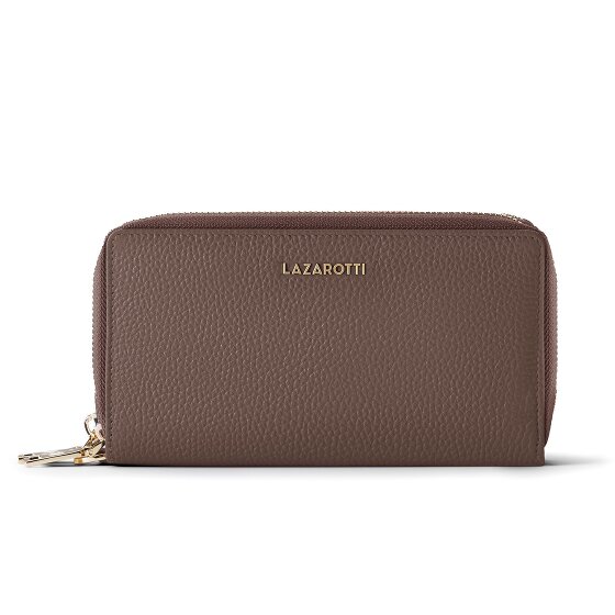 Lazarotti Porte-monnaie en cuir de Bologne XL à double fermeture éclair, protection RFID, 20 cm
