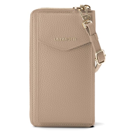 Lazarotti Porte-monnaie en cuir de Bologne à fermeture éclair, avec pochette pour téléphone portable, 19 cm