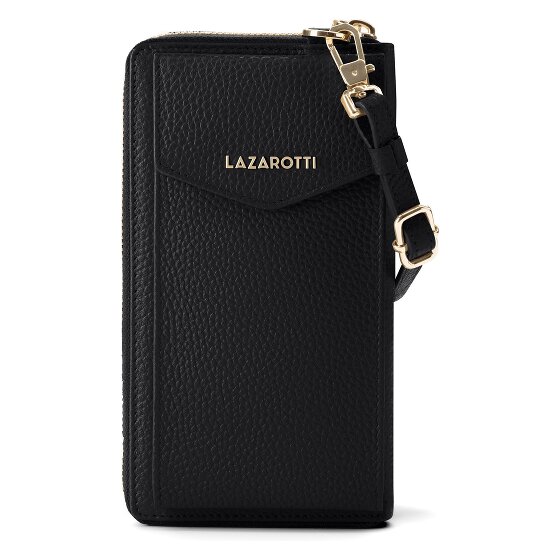 Lazarotti Porte-monnaie en cuir de Bologne à fermeture éclair, avec pochette pour téléphone portable, 19 cm