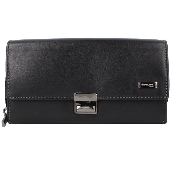 Greenland Nature Black Nappa Porte-monnaie serveur Porte-monnaie RFID en cuir 18 cm