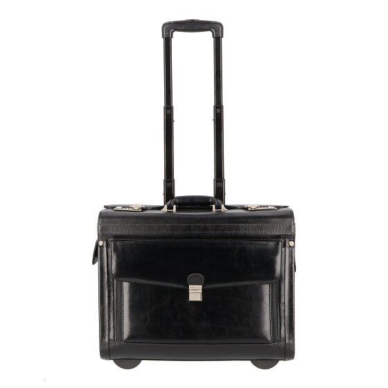 Dermata 2 roues Trolley pilote Cuir véritable 39 cm Compartiment ordinateur