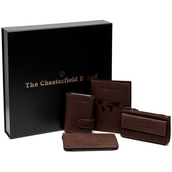 The Chesterfield Brand Porte-cartes de crédit set cadeau 4 pièces cuir 7 cm