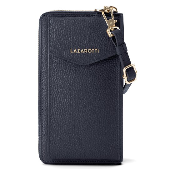 Lazarotti Porte-monnaie en cuir de Bologne à fermeture éclair, avec pochette pour téléphone portable, 19 cm
