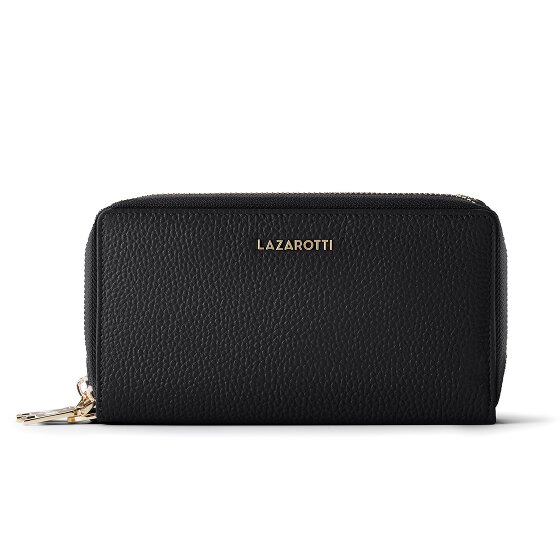 Lazarotti Porte-monnaie en cuir de Bologne XL à double fermeture éclair, protection RFID, 20 cm