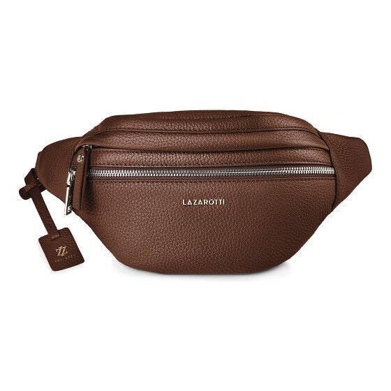 Lazarotti Sac banane en cuir « Bologna » à double fermeture éclair, à porter en bandoulière, 25 cm