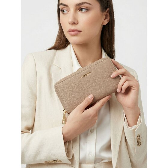 Lazarotti Porte-monnaie en cuir de Bologne XL à double fermeture éclair, protection RFID, 20 cm
