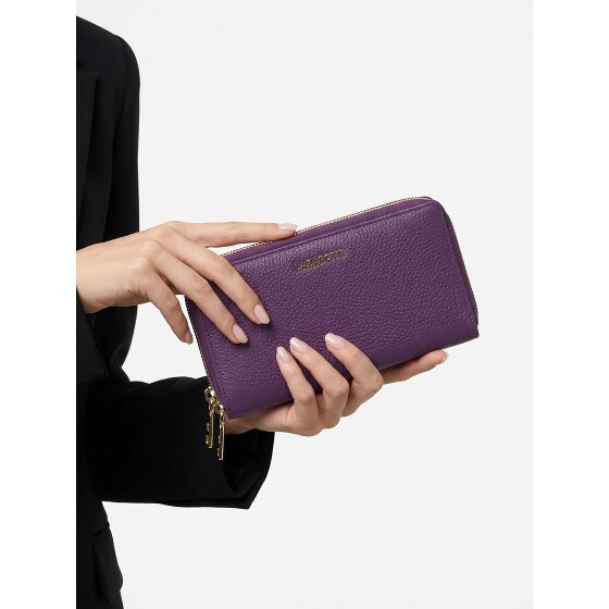 Lazarotti Porte-monnaie en cuir de Bologne XL à double fermeture éclair, protection RFID, 20 cm