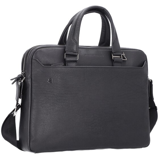 Piquadro Black Square Attaché-case Cuir véritable 40 cm Compartiment ordinateur