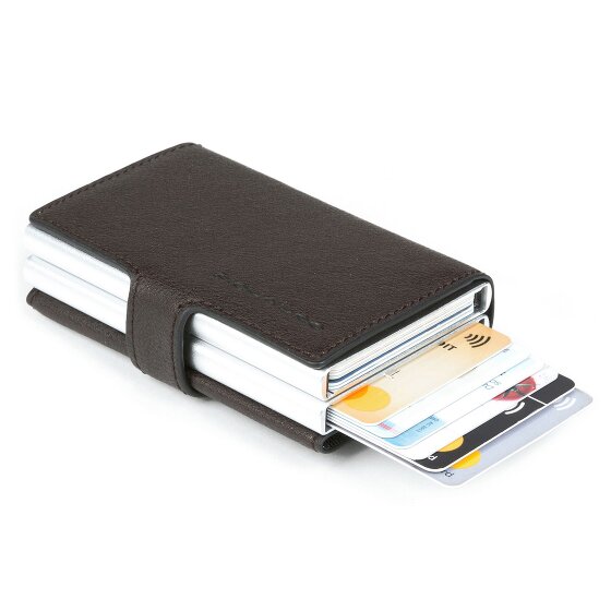 Piquadro Blue Square Étui pour cartes de crédit Protection RFID Cuir véritable 7 cm