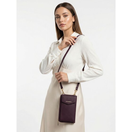 Lazarotti Porte-monnaie en cuir de Bologne à fermeture éclair, avec pochette pour téléphone portable, 19 cm