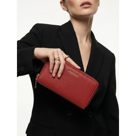 Lazarotti Porte-monnaie en cuir de Bologne XL à double fermeture éclair, protection RFID, 20 cm