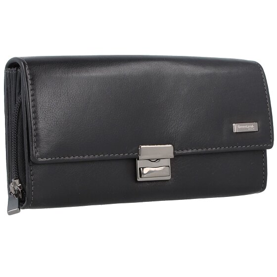 Greenland Nature Black Nappa Porte-monnaie serveur Porte-monnaie RFID en cuir 18 cm