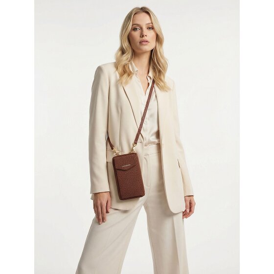 Lazarotti Porte-monnaie en cuir de Bologne à fermeture éclair, avec pochette pour téléphone portable, 19 cm