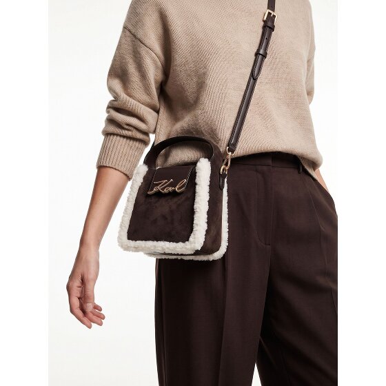 Karl Lagerfeld Signature Mini sac à main Cuir véritable 18 cm