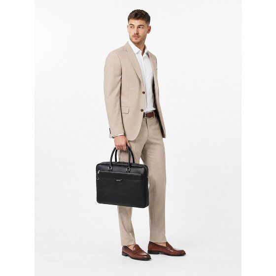 Lacoste Ossian Attaché-case Cuir véritable 41 cm Compartiment ordinateur