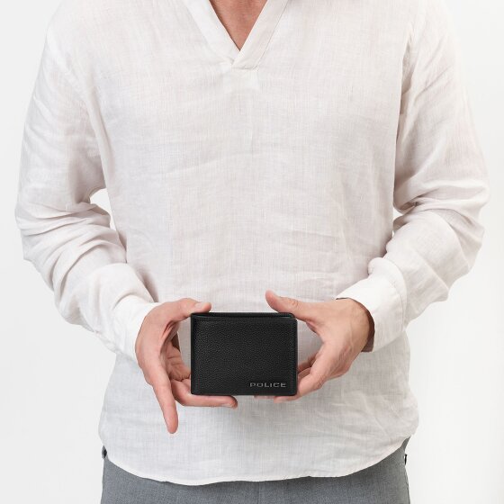 Police Porte-monnaie RFID en cuir 12 cm dépliant avec poche zippée