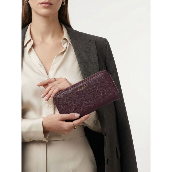 Lazarotti Porte-monnaie en cuir de Bologne XL à double fermeture éclair, protection RFID, 20 cm