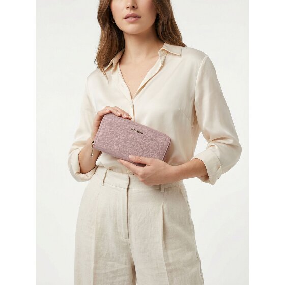 Lazarotti Porte-monnaie en cuir de Bologne XL à double fermeture éclair, protection RFID, 20 cm