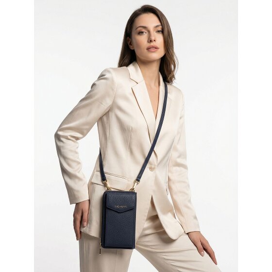 Lazarotti Porte-monnaie en cuir de Bologne à fermeture éclair, avec pochette pour téléphone portable, 19 cm