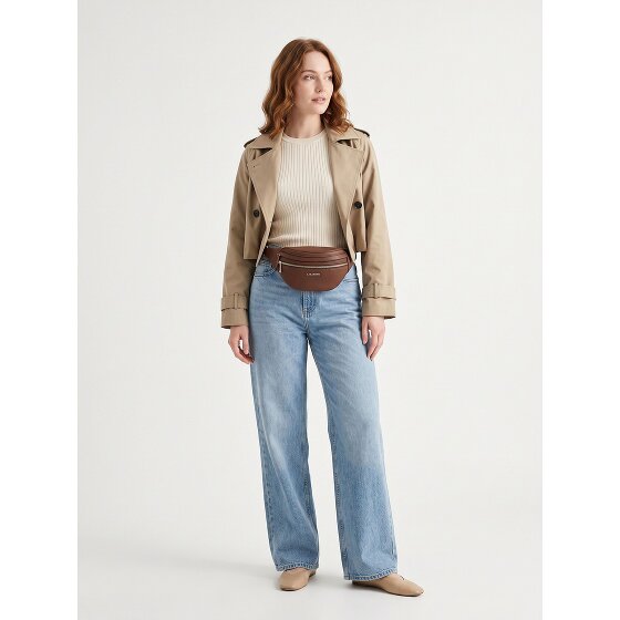 Lazarotti Sac banane en cuir « Bologna » à double fermeture éclair, à porter en bandoulière, 25 cm
