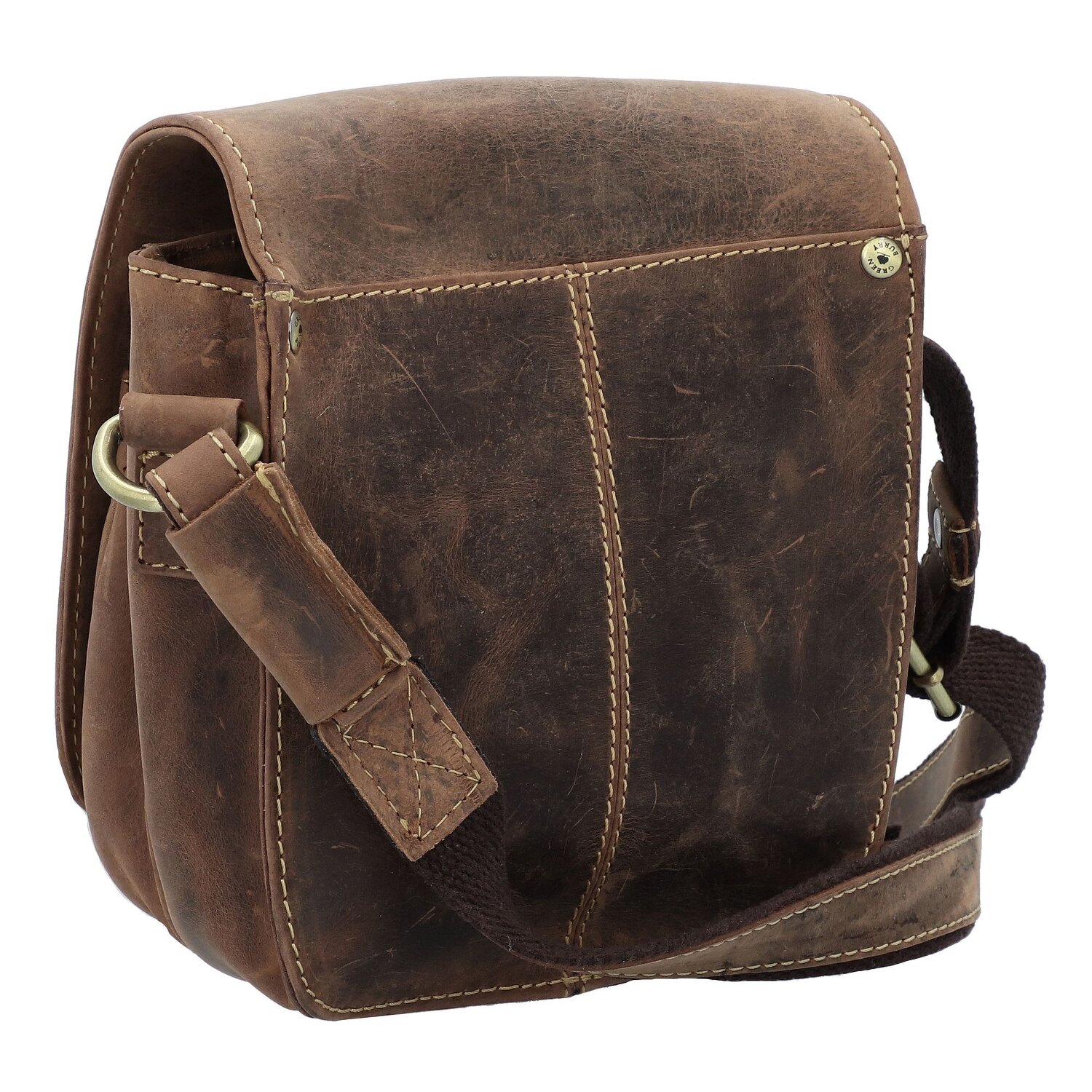 Greenburry Umhängetasche mit Rucksack-Funktion Vintage-Look Leder in Antikbraun