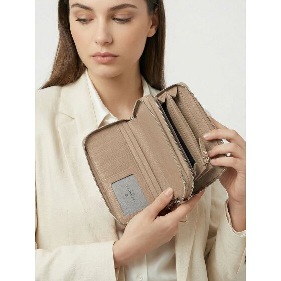 Lazarotti Porte-monnaie en cuir de Bologne XL à double fermeture éclair, protection RFID, 20 cm