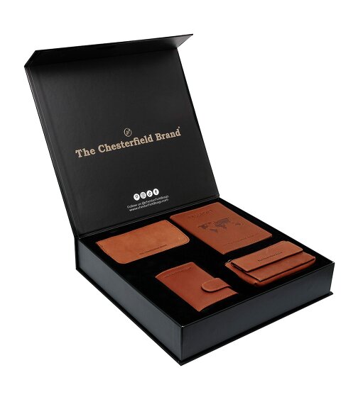 The Chesterfield Brand Porte-cartes de crédit set cadeau 4 pièces cuir 7 cm