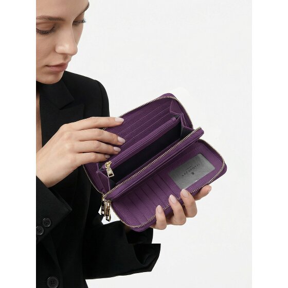 Lazarotti Porte-monnaie en cuir de Bologne XL à double fermeture éclair, protection RFID, 20 cm