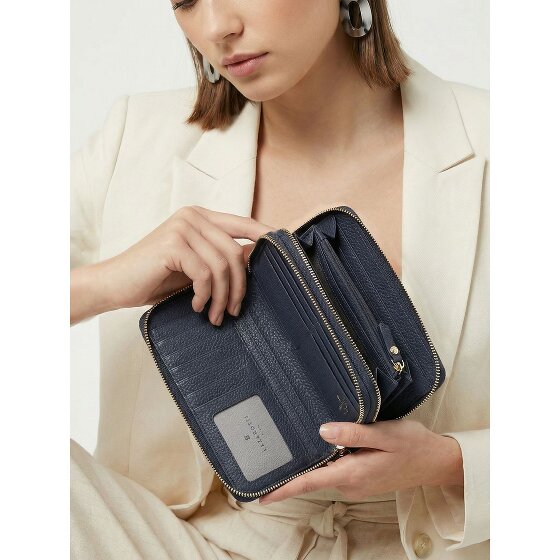 Lazarotti Porte-monnaie en cuir de Bologne XL à double fermeture éclair, protection RFID, 20 cm