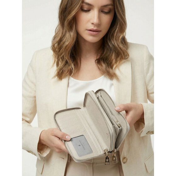 Lazarotti Porte-monnaie en cuir de Bologne XL à double fermeture éclair, protection RFID, 20 cm