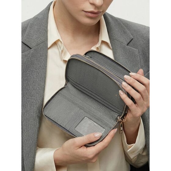 Lazarotti Porte-monnaie en cuir de Bologne XL à double fermeture éclair, protection RFID, 20 cm