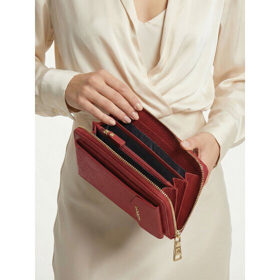 Lazarotti Porte-monnaie en cuir de Bologne à fermeture éclair, avec pochette pour téléphone portable, 19 cm