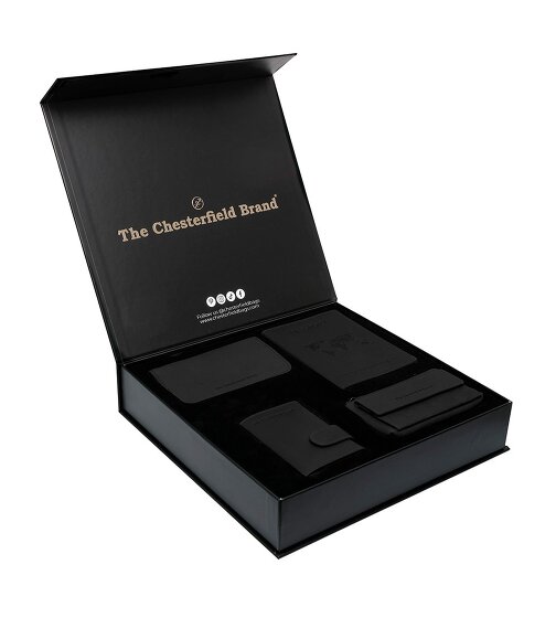 The Chesterfield Brand Porte-cartes de crédit set cadeau 4 pièces cuir 7 cm