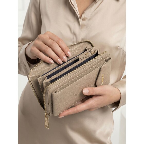 Lazarotti Porte-monnaie en cuir de Bologne à fermeture éclair, avec pochette pour téléphone portable, 19 cm