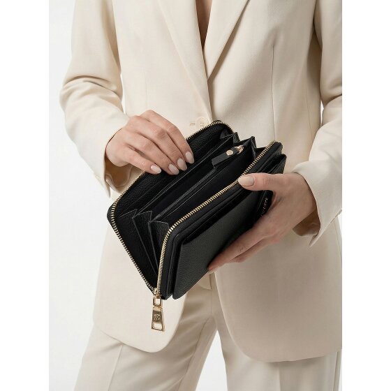 Lazarotti Porte-monnaie en cuir de Bologne à fermeture éclair, avec pochette pour téléphone portable, 19 cm