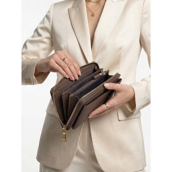 Lazarotti Porte-monnaie en cuir de Bologne à fermeture éclair, avec pochette pour téléphone portable, 19 cm