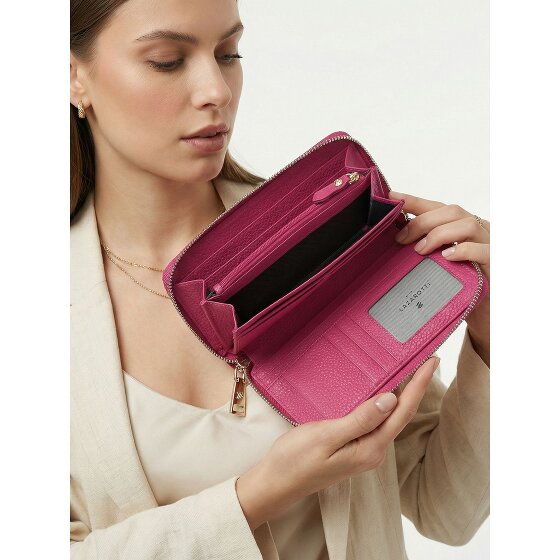 Lazarotti Porte-monnaie en cuir de Bologne XL à double fermeture éclair, protection RFID, 20 cm