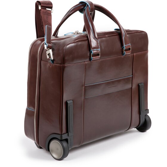 Piquadro Blue Square 2 roues Valise business Cuir véritable 37 cm Compartiment ordinateur
