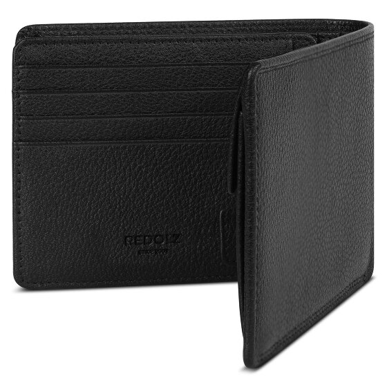 Redolz Leather Essentials QF Portefeuille RFID en cuir 12 cm dépliant avec poche zippée