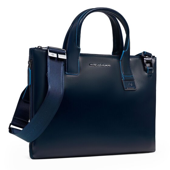 Piquadro Blue Square Sac de shopper Cuir 38 cm Compartiment pour ordinateur portable avec soufflet d'extension