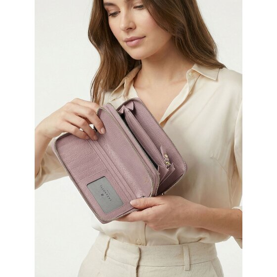 Lazarotti Porte-monnaie en cuir de Bologne XL à double fermeture éclair, protection RFID, 20 cm