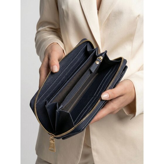 Lazarotti Porte-monnaie en cuir de Bologne à fermeture éclair, avec pochette pour téléphone portable, 19 cm