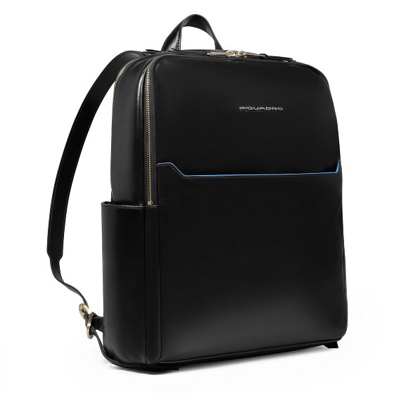 Piquadro Blue Square Daypack Protection RFID Cuir véritable 37 cm Compartiment ordinateur
