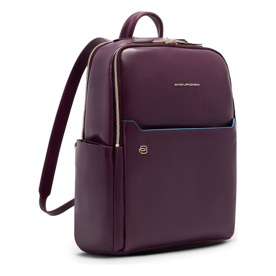 Piquadro Blue Square Daypack Protection RFID Cuir véritable 37 cm Compartiment ordinateur