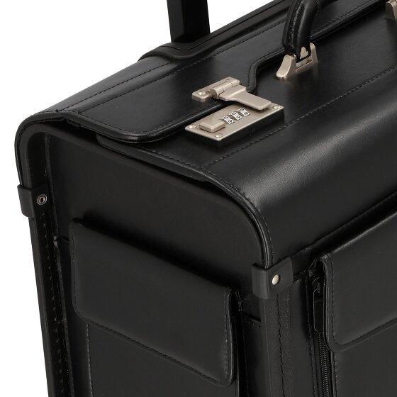 Dermata Trolley pilote à 2 roulettes en cuir 45,5 cm compartiment pour ordinateur portable