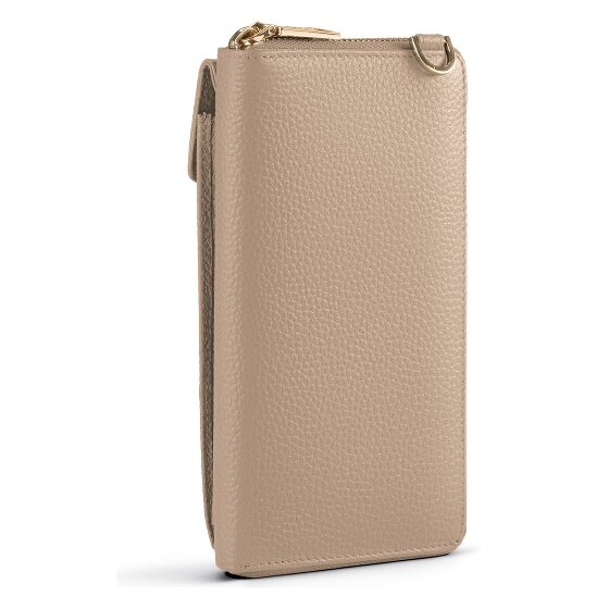 Lazarotti Porte-monnaie en cuir de Bologne à fermeture éclair, avec pochette pour téléphone portable, 19 cm
