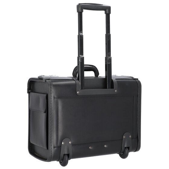 Alassio Valise de pilote à 2 roulettes en cuir, compartiment pour ordinateur portable 48 cm