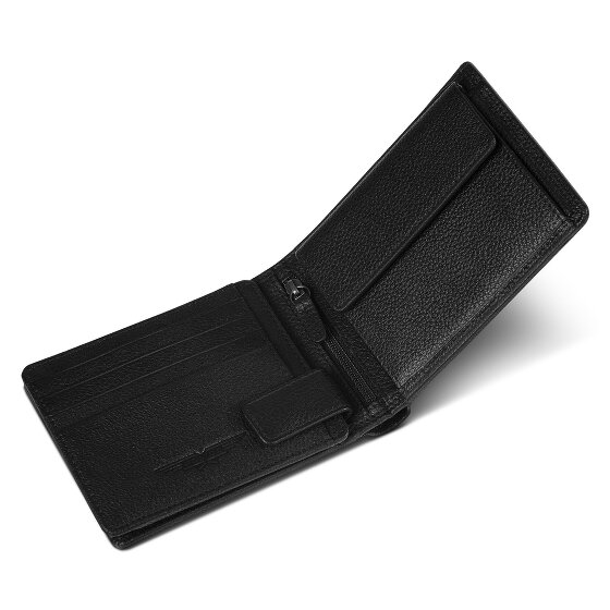 Police Porte-monnaie RFID en cuir 12 cm dépliant avec poche zippée