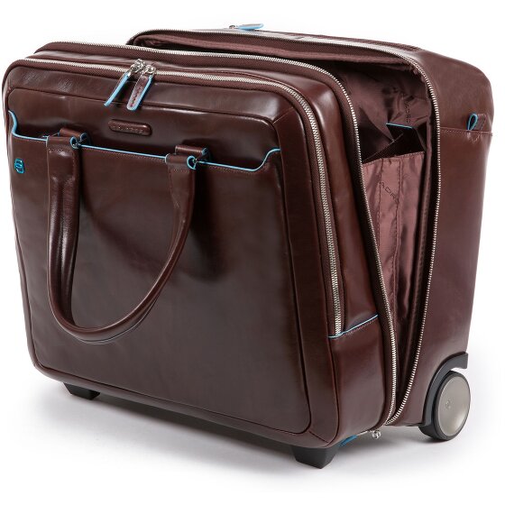 Piquadro Blue Square 2 roues Valise business Cuir véritable 37 cm Compartiment ordinateur